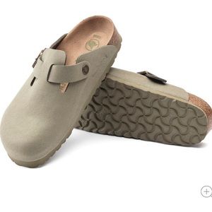 Birkenstock Boston Khaki Vegan Birki Flor Nubuck clog size 37